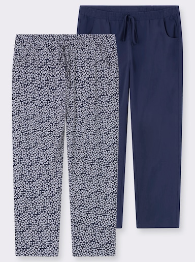Schlupfhose im Doppelpack - marine + marine-weiß-bedruckt