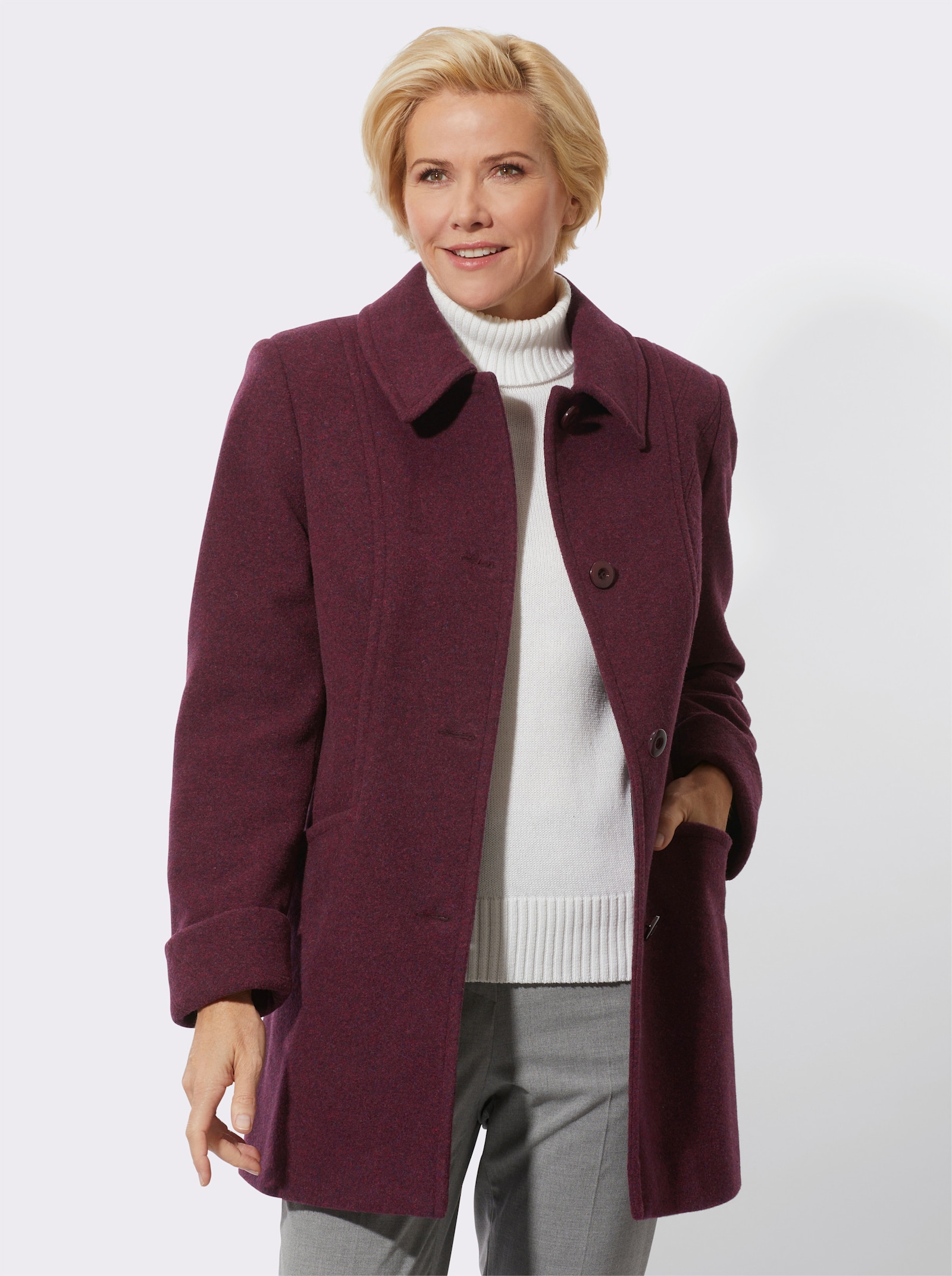 Jacke mit 10% Kaschmir - burgund-meliert