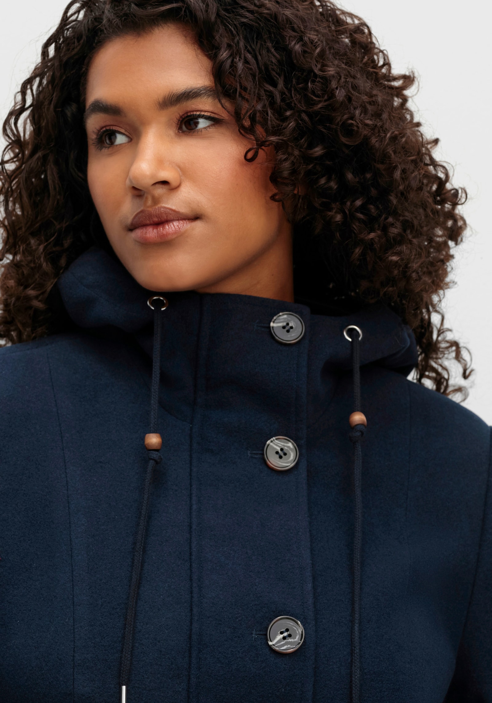 sheego Winterjas in lichte A-lijn - nachtblauw