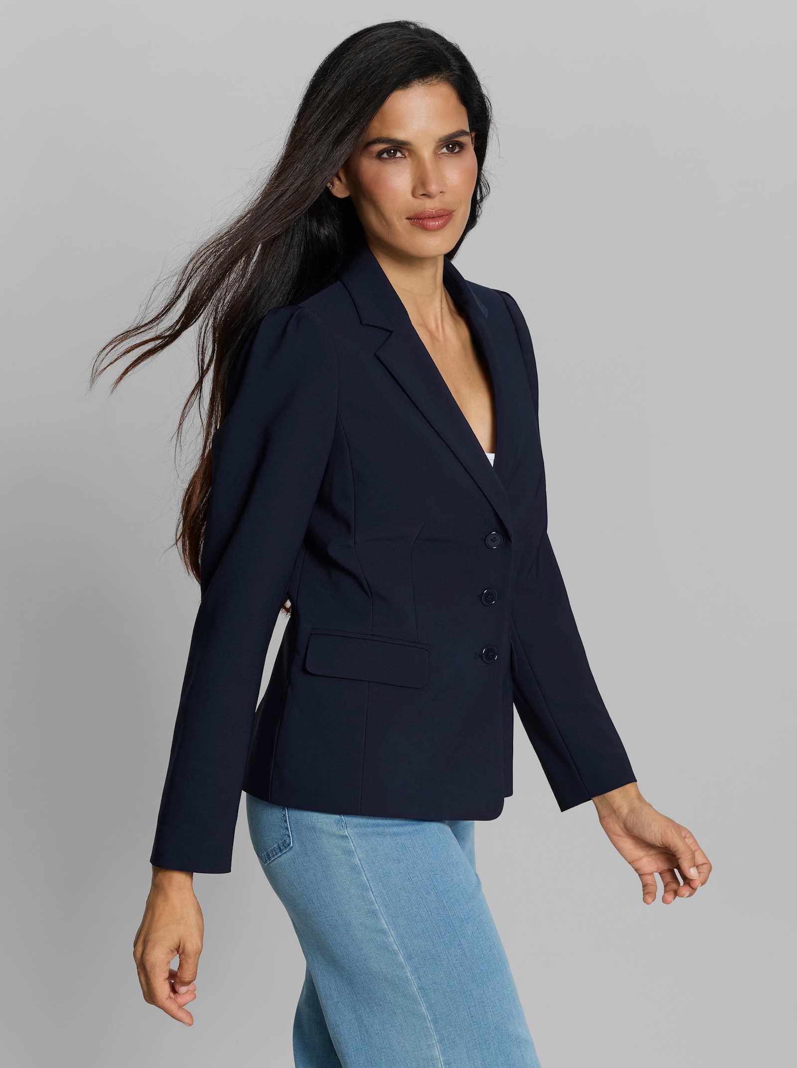 heine Blazer mit dezenten Puffärmeln - marine