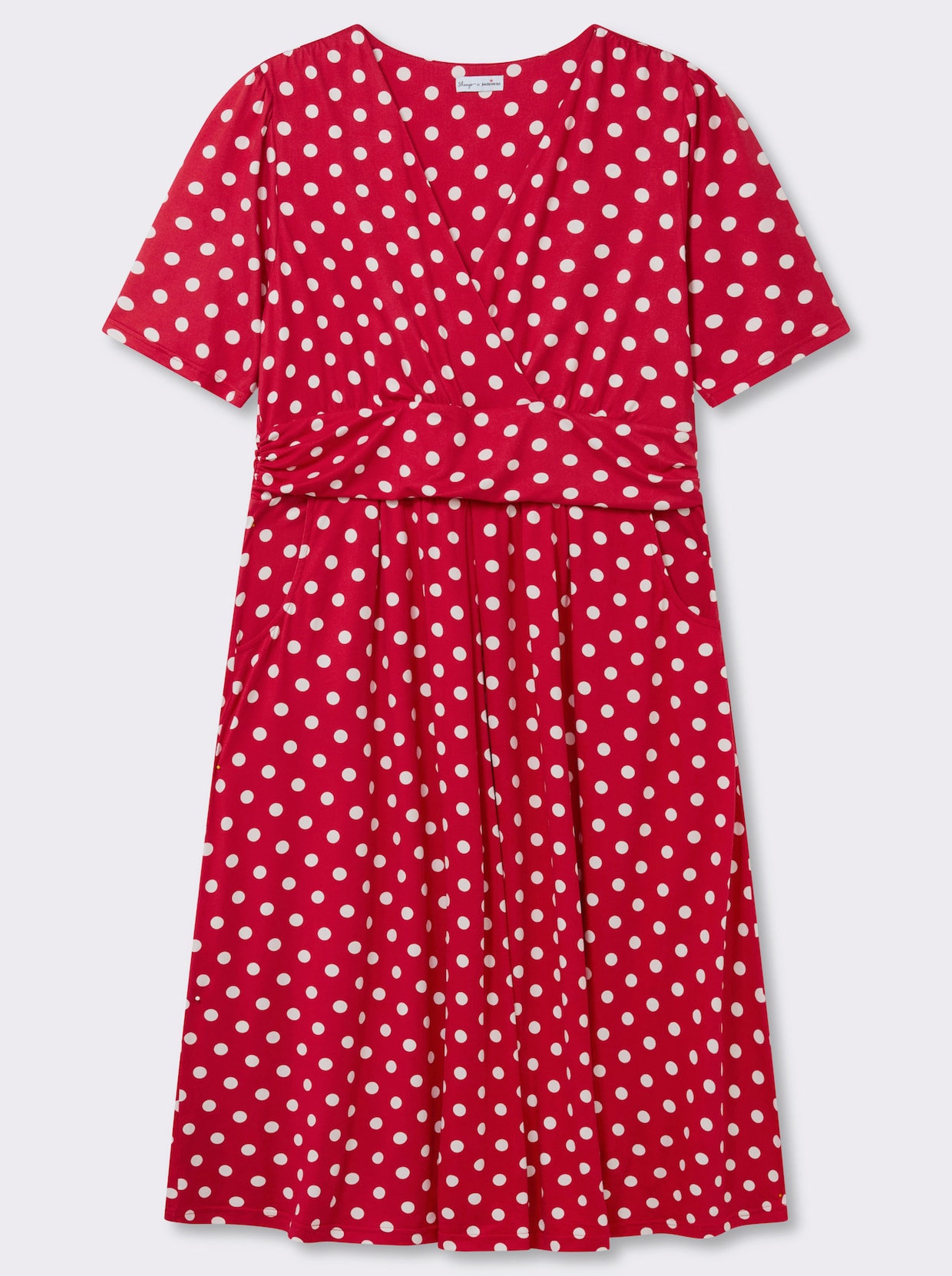 sheego by Joe Browns Jerseykleid mit Polka-Dots - erdbeere-weiß-gemustert