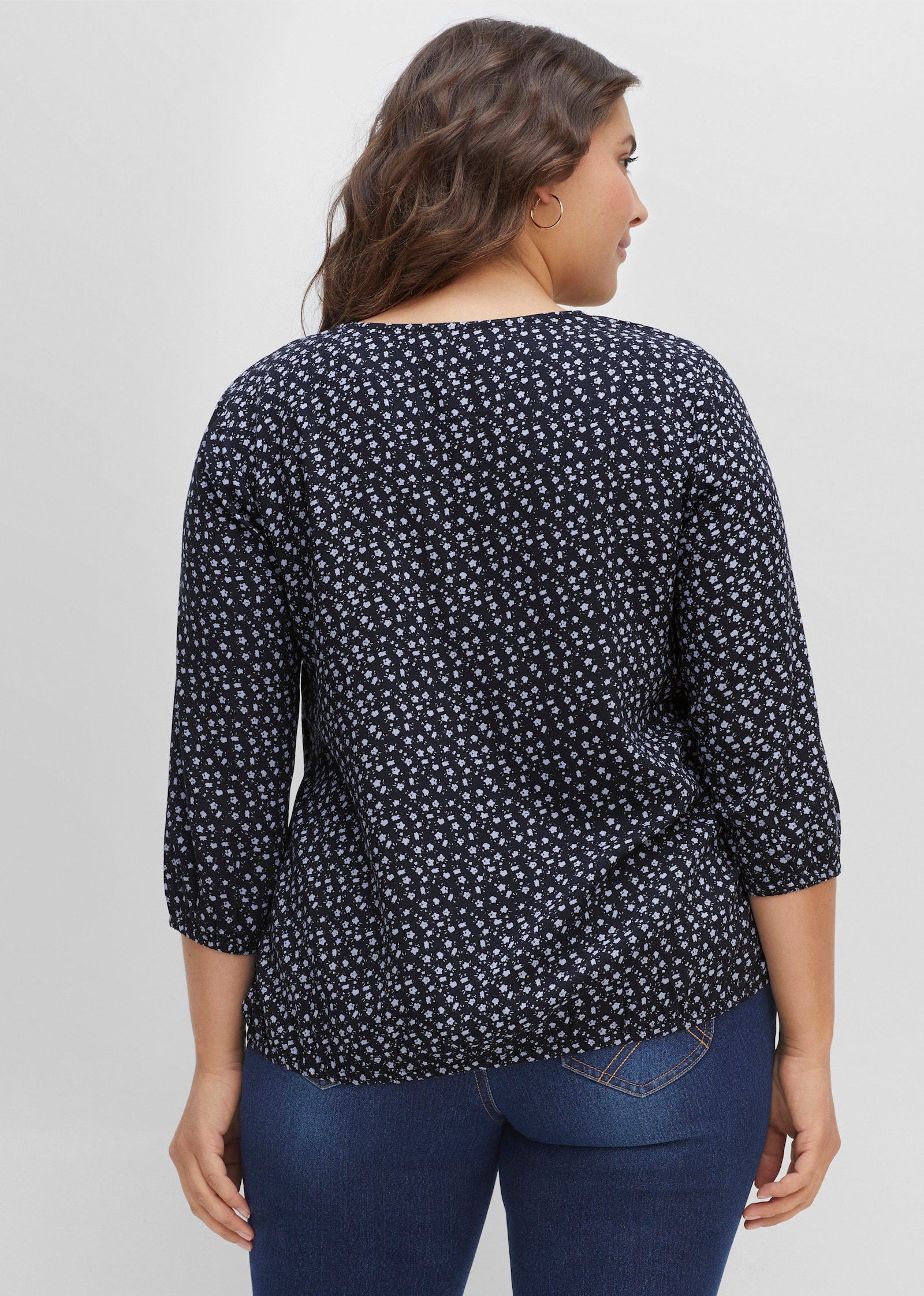 sheego Tuniek met bloemenprint - middenblauw geprint