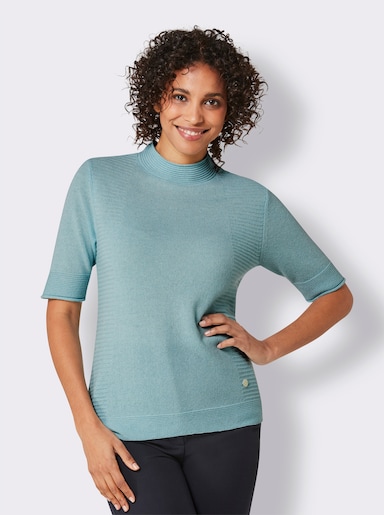 CREATION L PREMIUM Kaschmirpullover mit Stehkragen - kalkmint