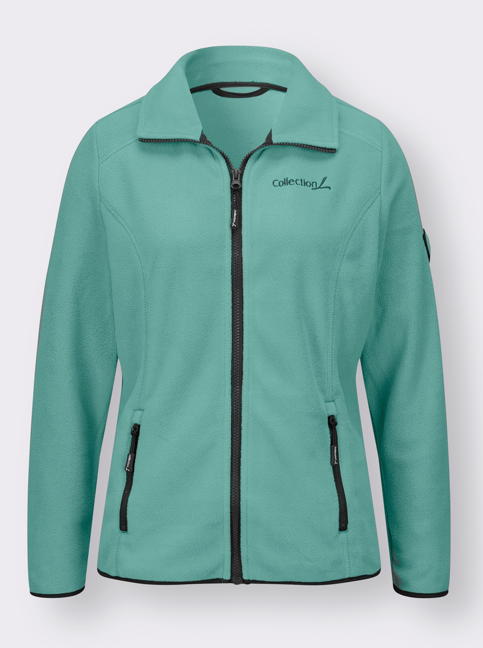 Fleecejacke mit Stickerei - jadegrün