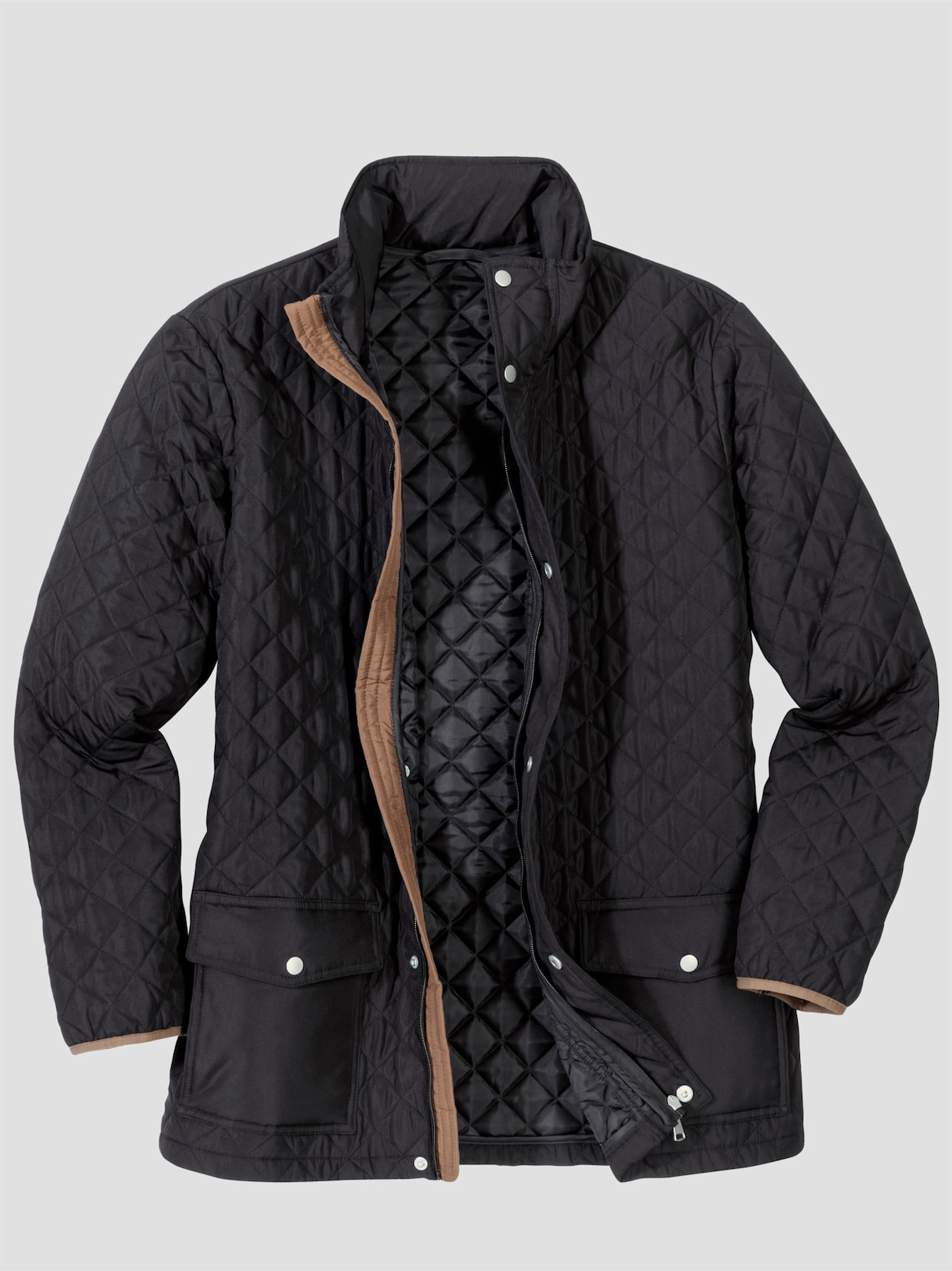 Steppjacke im Rautenmuster - schwarz