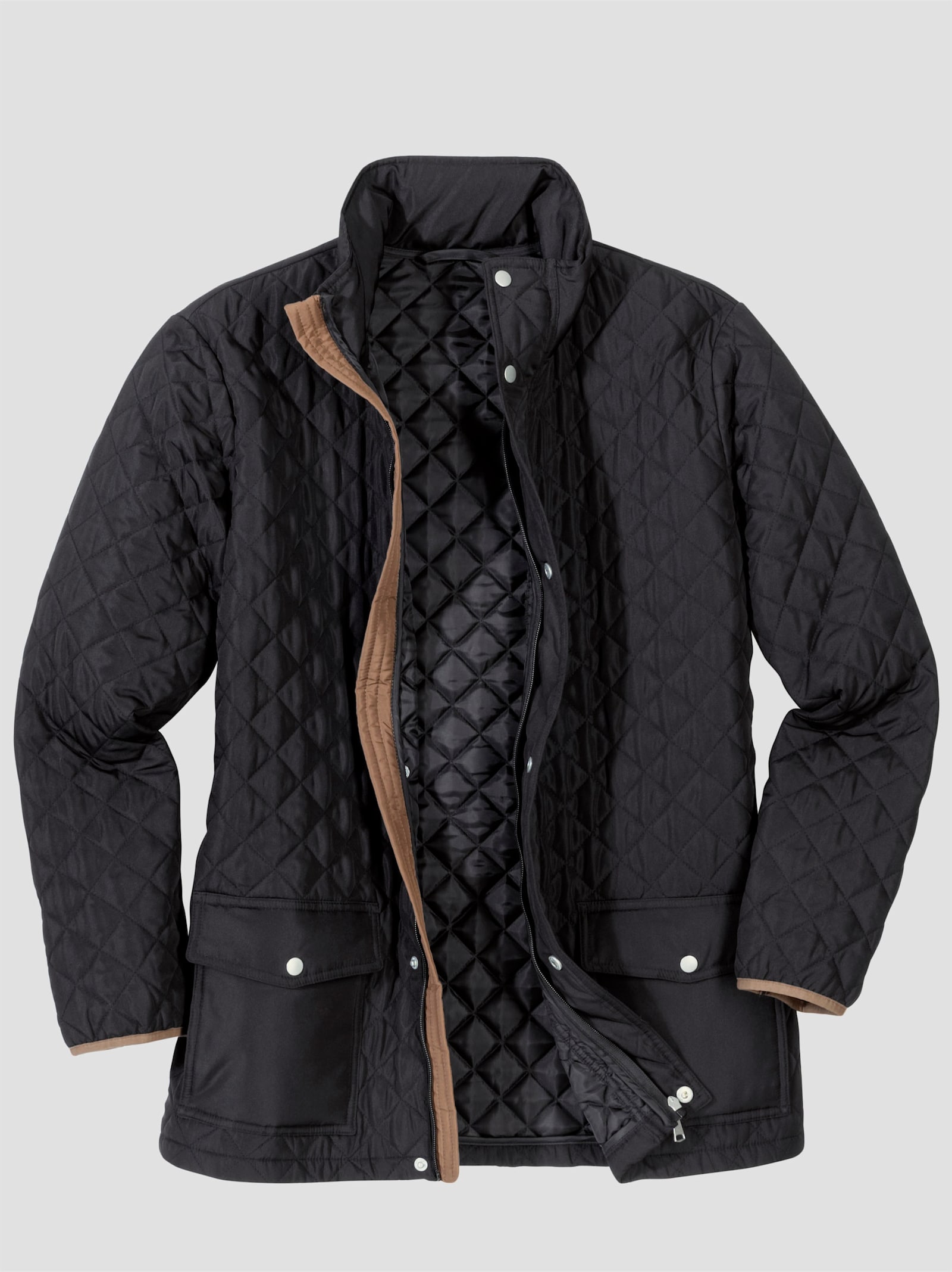 Prošívaná bunda s kosočtvercovým vzorem - černá