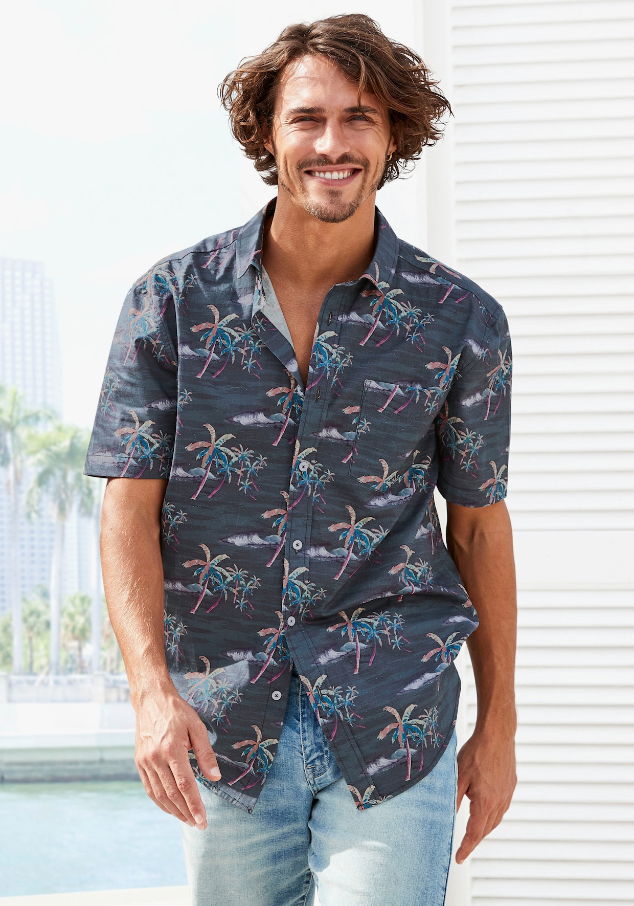 Beachtime Hawaiihemd - navy-bedruckt