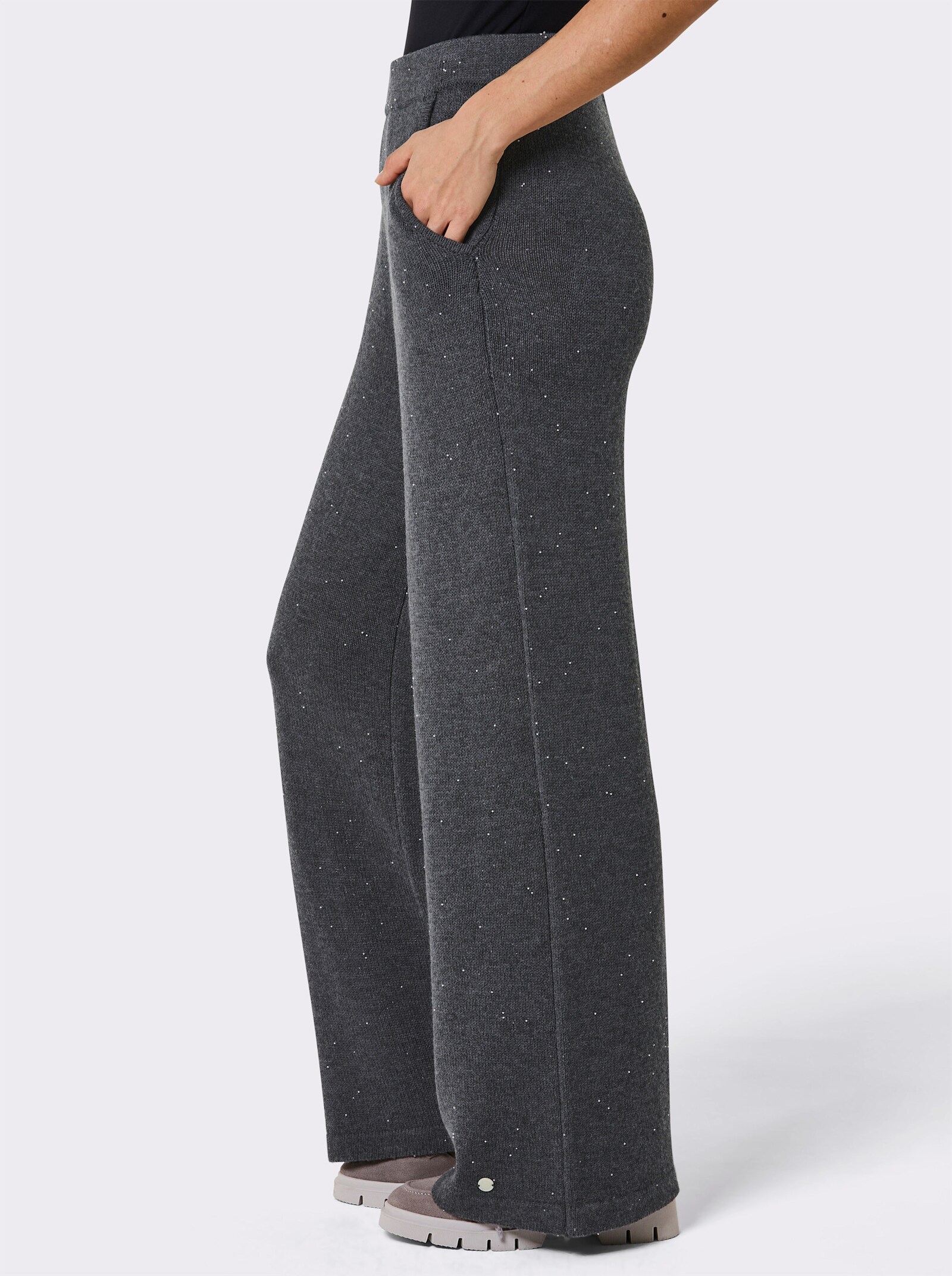 CREATION L PREMIUM Strickhose mit Zierperlen - anthrazit