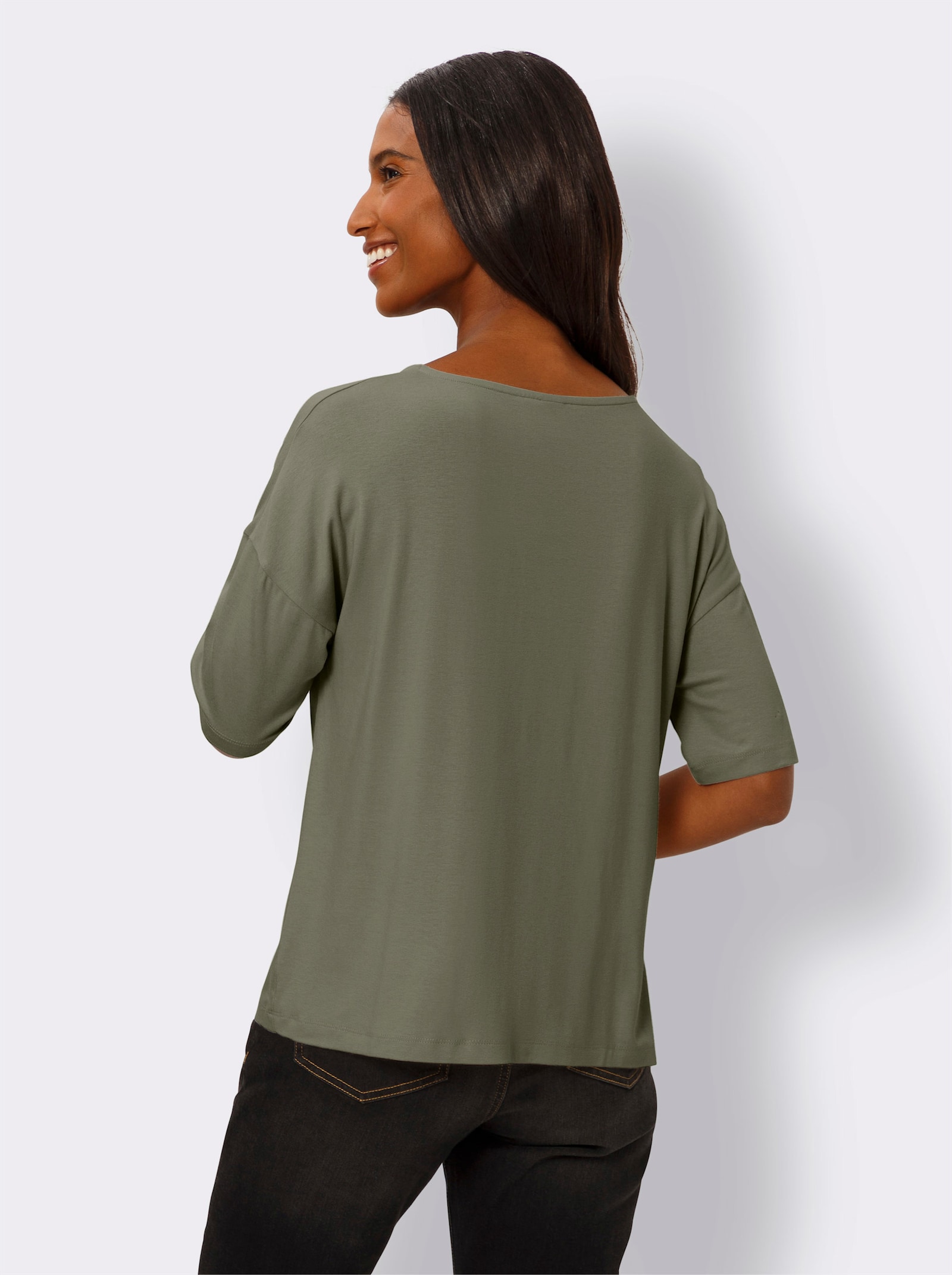 heine Kurzarmshirt mit Knoten-Optik - khaki