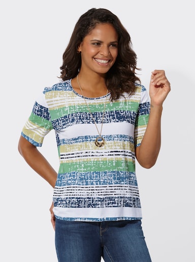 Rundhalsshirt mit kurzen Ärmeln - reseda-zitrone-bedruckt