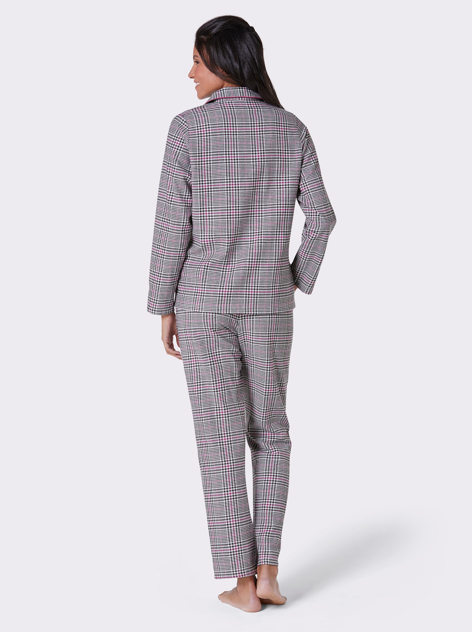 wäschepur Pyjama im Karodessin - graphit-magenta-kariert