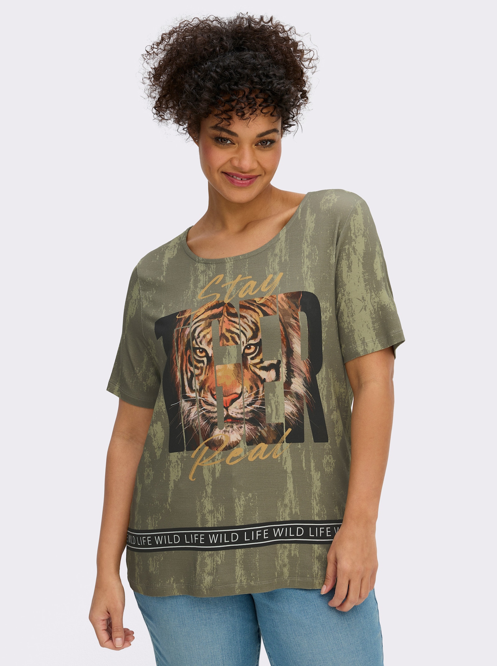 Shirt mit Tiger-Print - khaki-braun-bedruckt