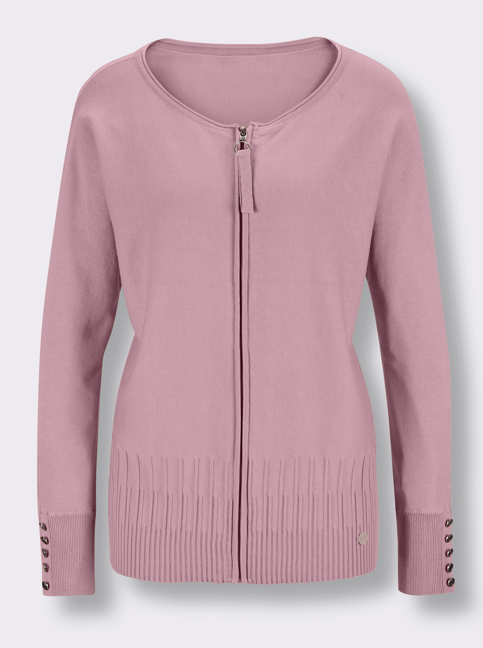 CREATION L PREMIUM Feinstrickjacke mit Fledermaus-Ärmeln - rosé