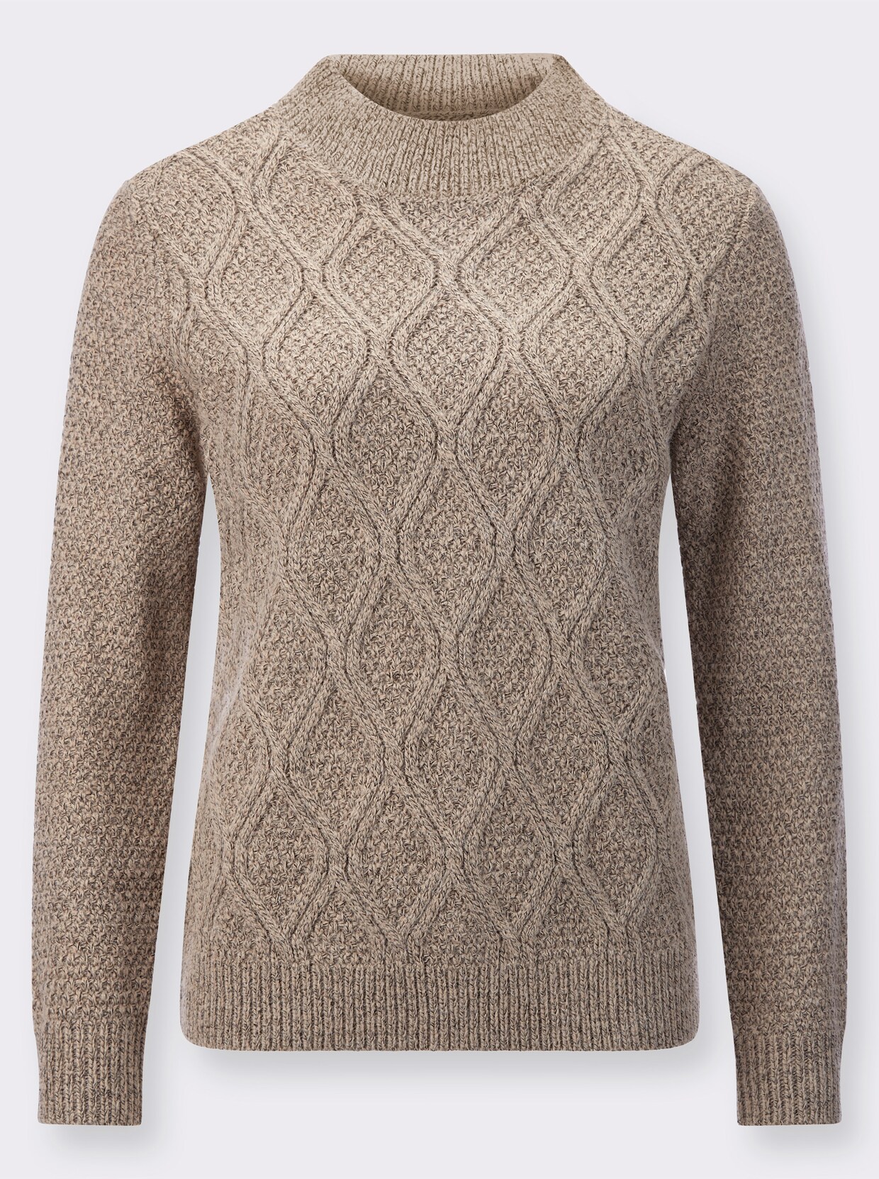 Trui met opstaande kraag - beige gemêleerd