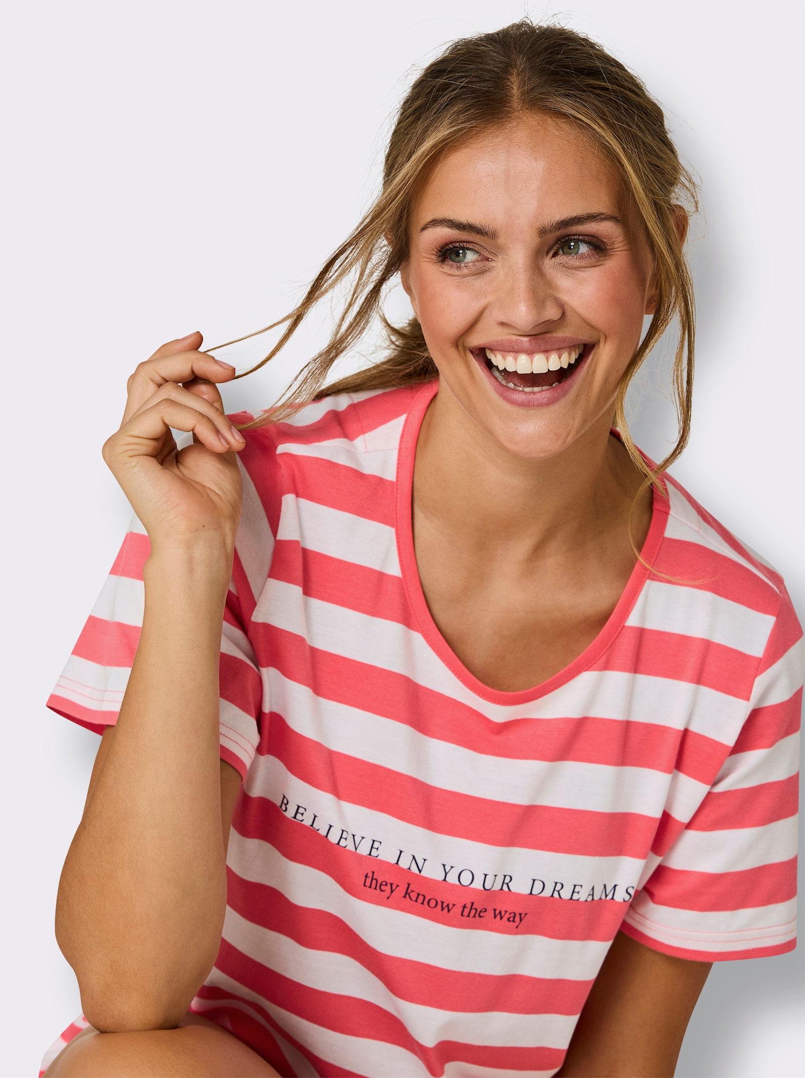 Shorty - koralle-ecru-gestreift