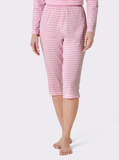 wäschepur Capri-Hose - rosé-weiß-geringelt