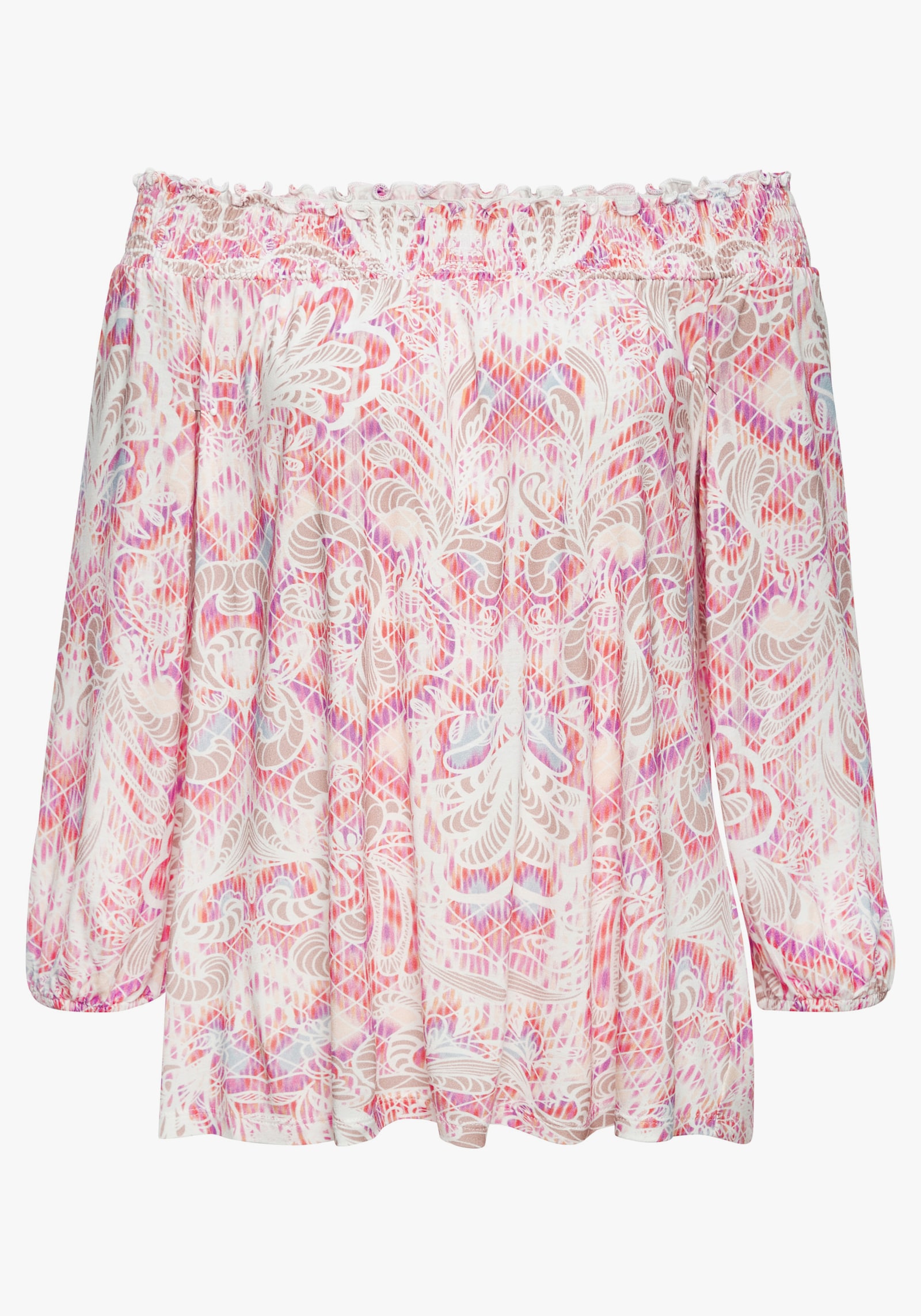 Buffalo Carmenshirt - creme-pink bedruckt