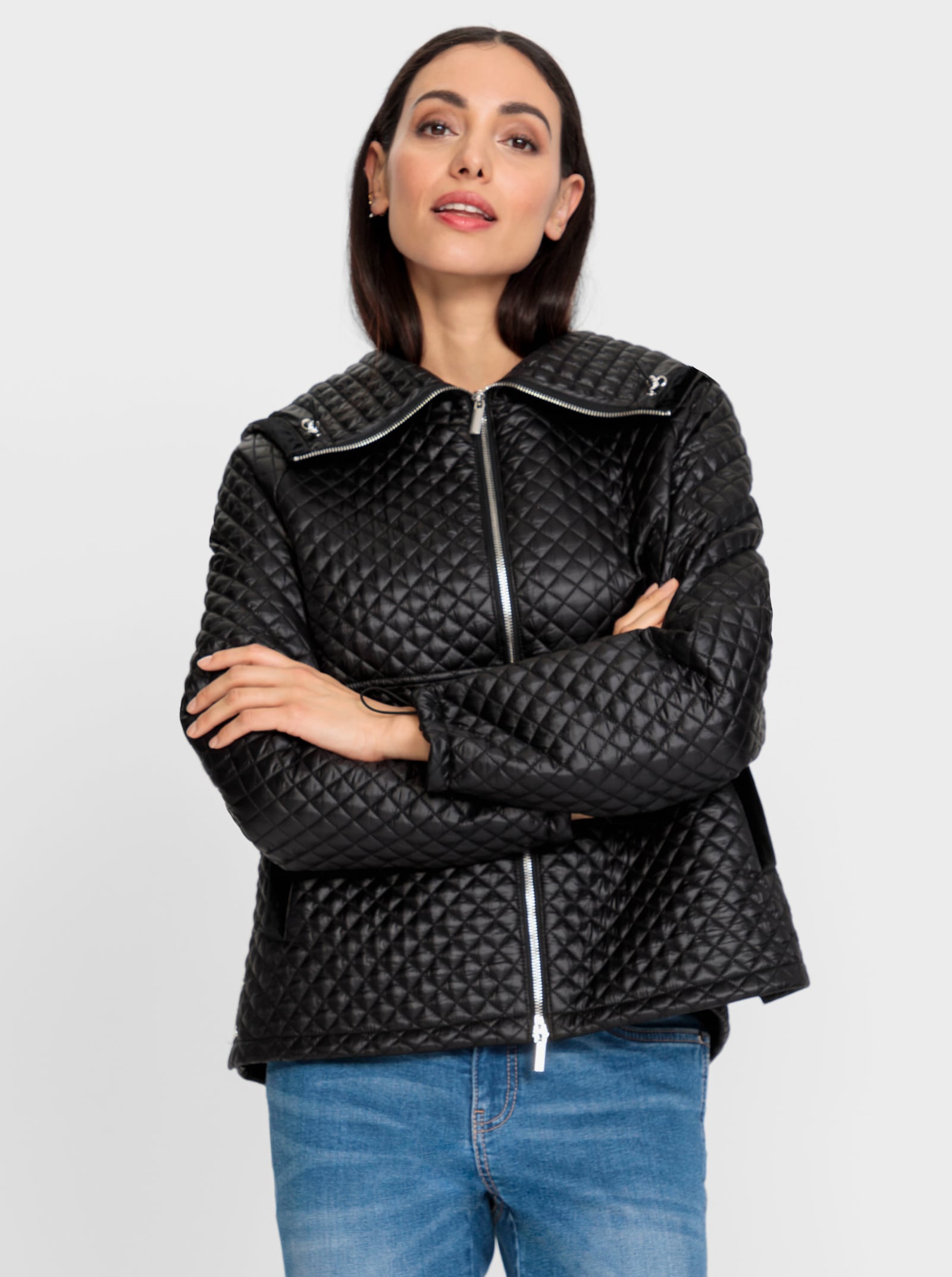 heine Gewatteerde jas met 2-wegritssluiting - zwart