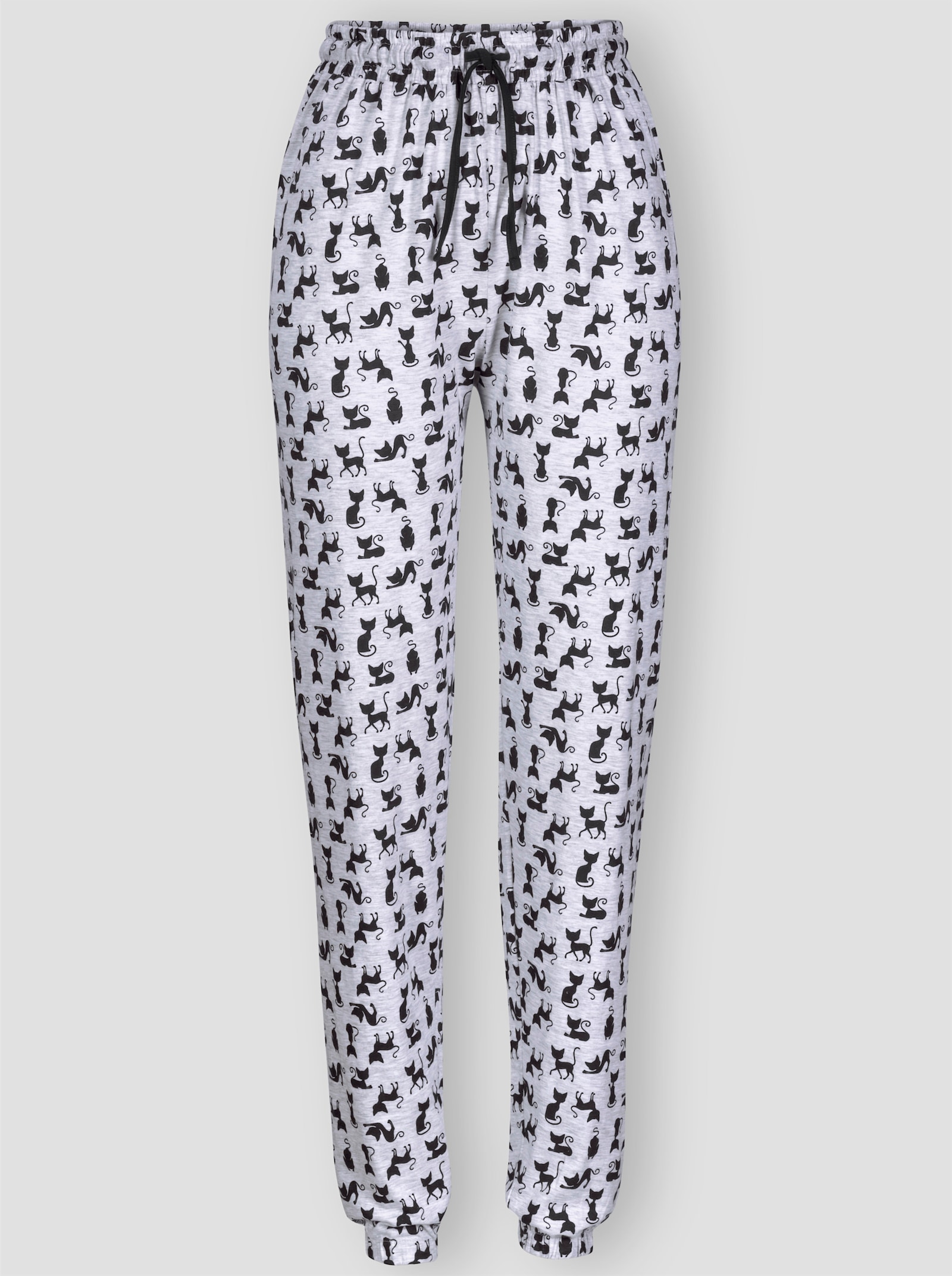 wäschepur Schlafanzug-Hose - grau-meliert-schwarz-bedruckt