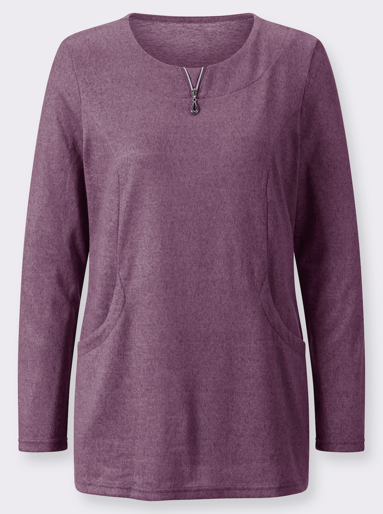 Langarmshirt - violett-schwarz-meliert