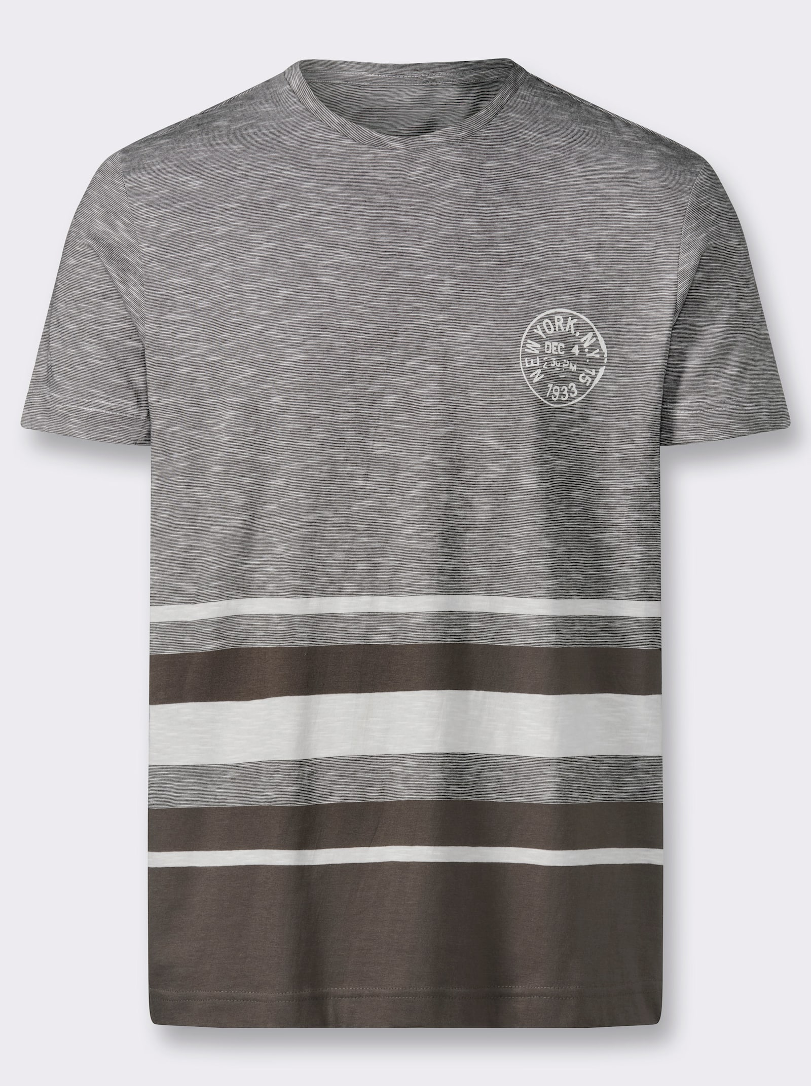 Kurzarmshirt mit garngefärbtem Muster - graphit