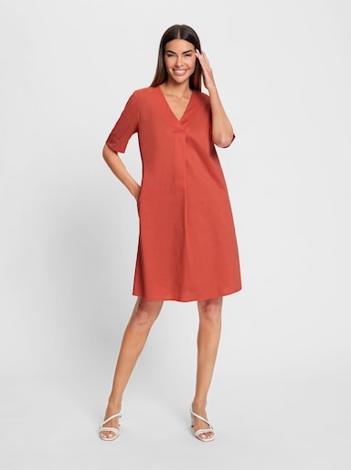 heine Sommerkleid mit Falte am V-Ausschnitt - terra