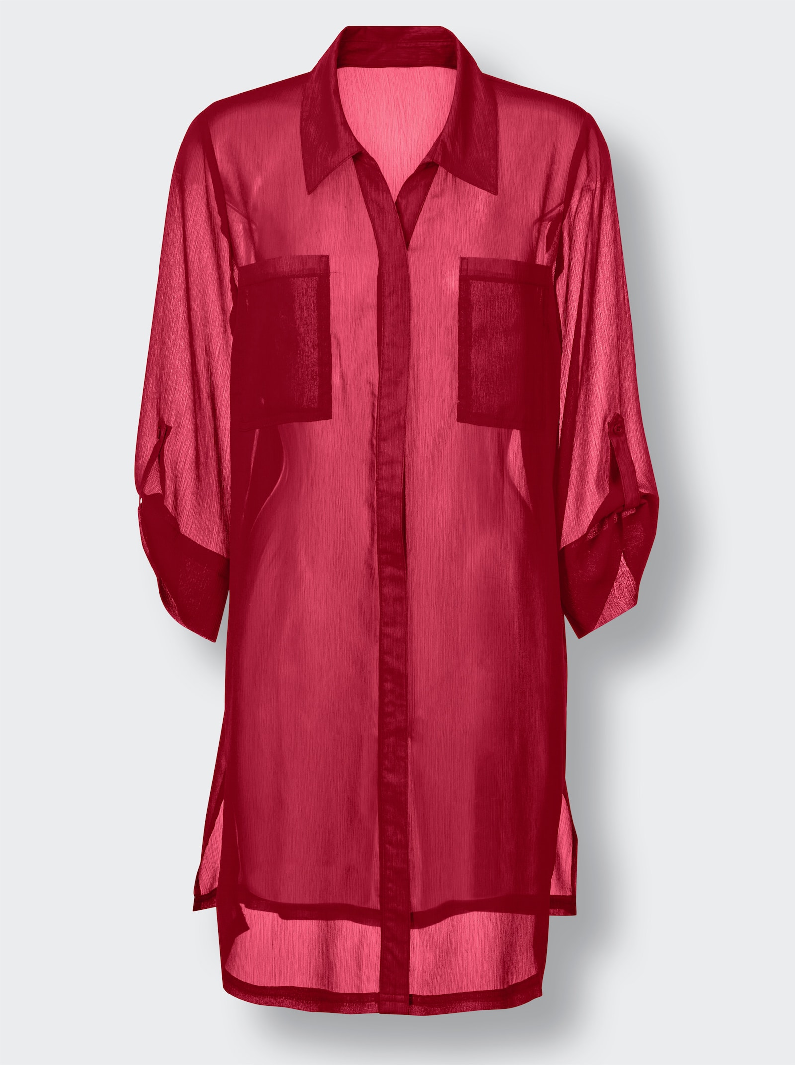 feel good Strandbluse mit krempelbaren 3/4-Ärmeln - rot