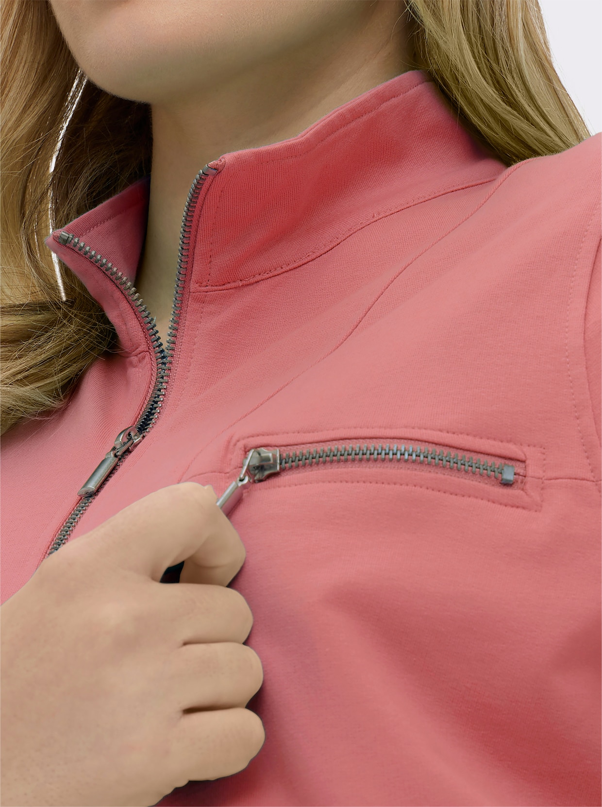 Shirtjacke aus reiner Baumwolle - lachsrot