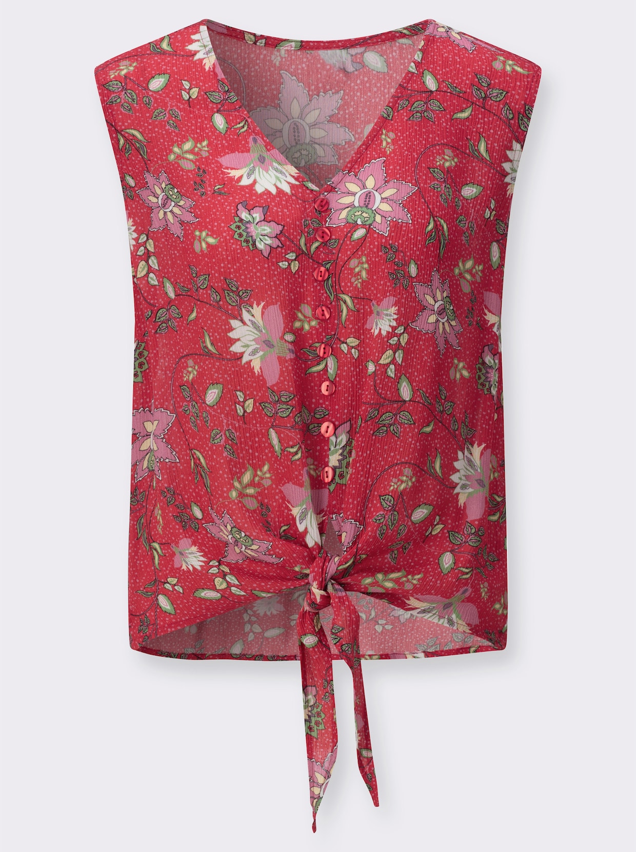 Blusentop mit imitierter Knopfleiste - erdbeere-eucalyptus-bedruckt