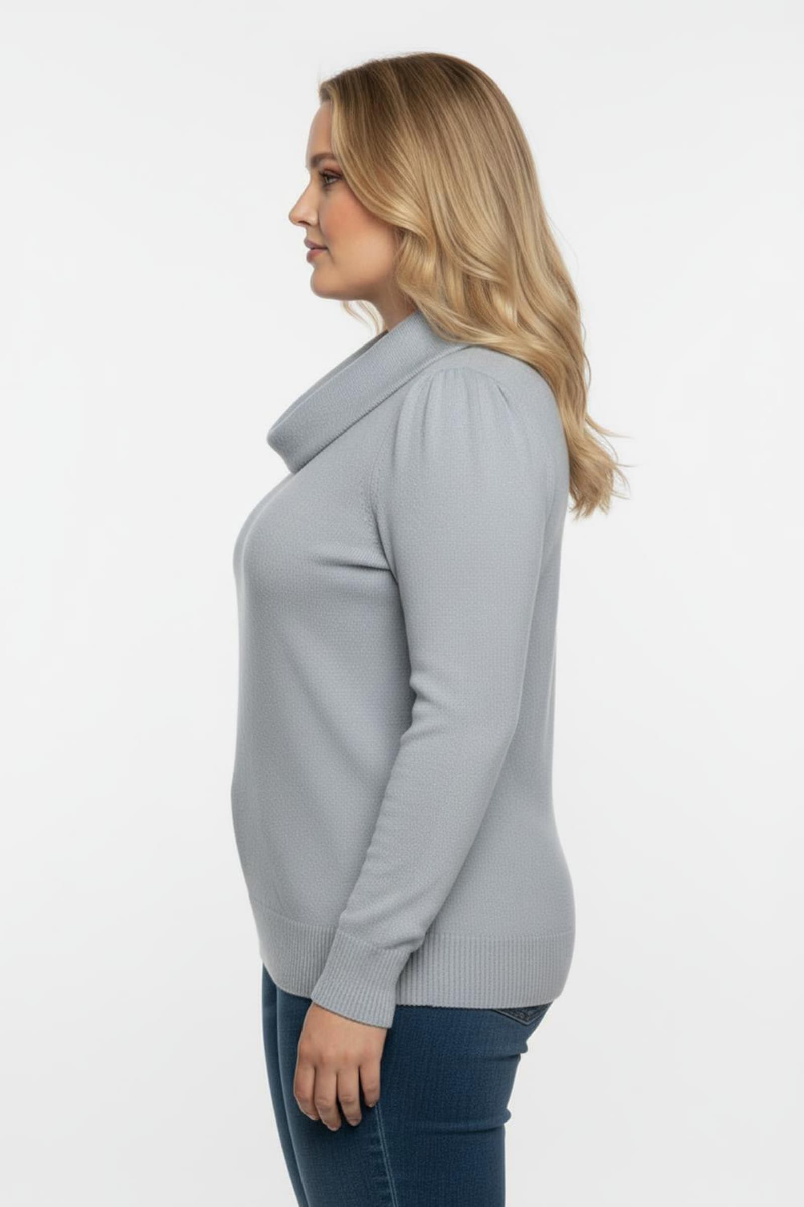 Wasserfallpullover im Baumwoll-Viskose-Mix - grau-meliert