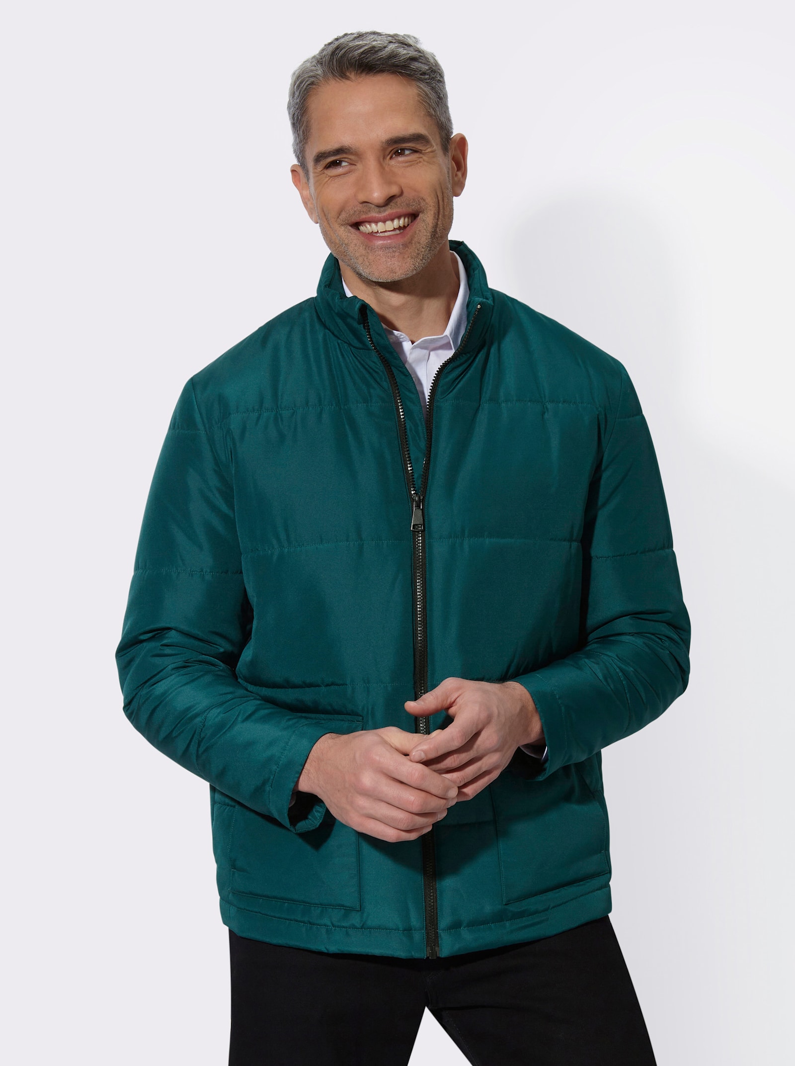 Steppjacke mit Stehkragen - petrol