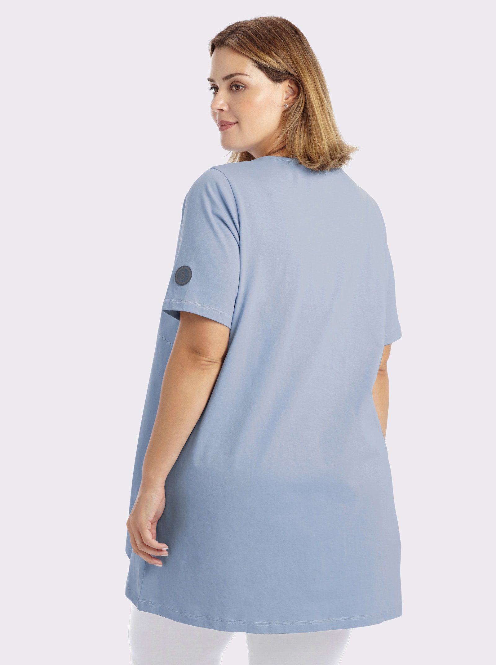 sheego Longshirt mit gerundetem Saum - bleu