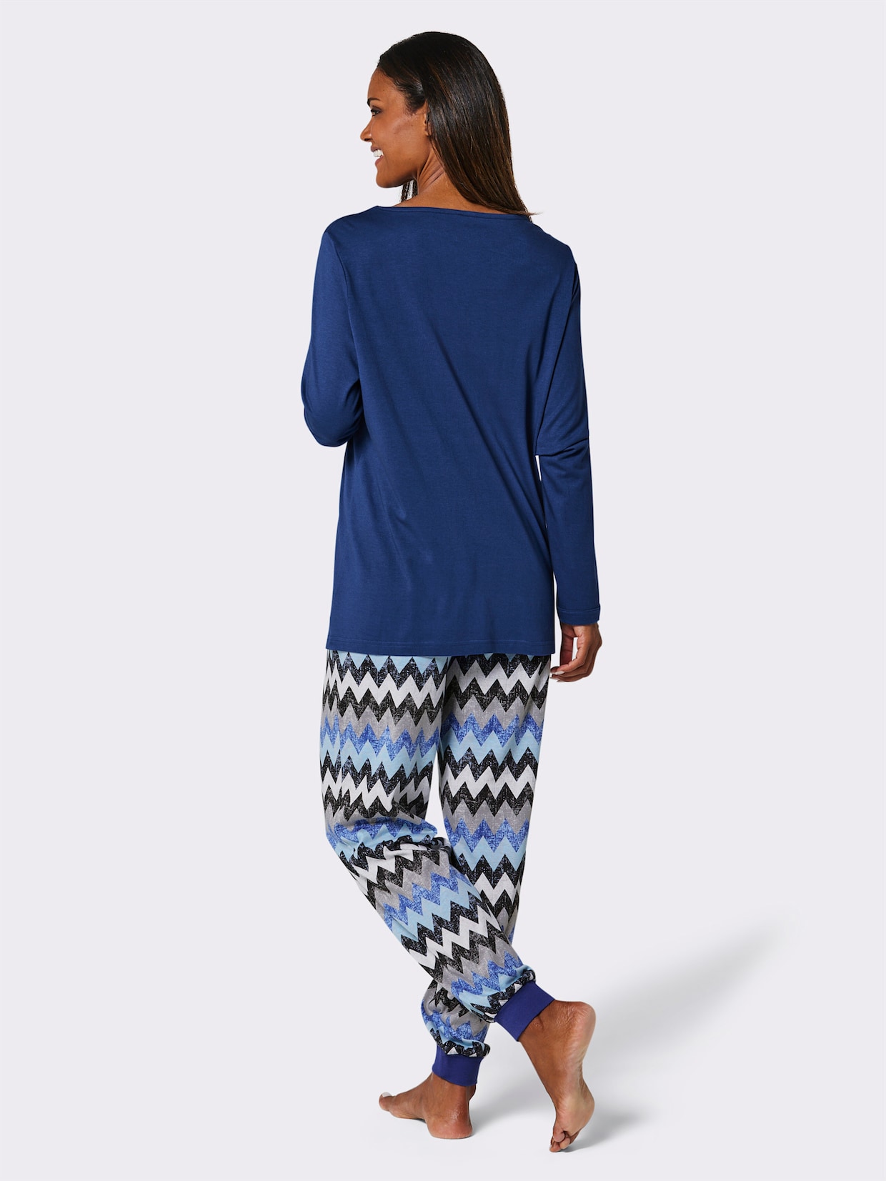 wäschepur Pyjama - koningsblauw/zwart bedrukt