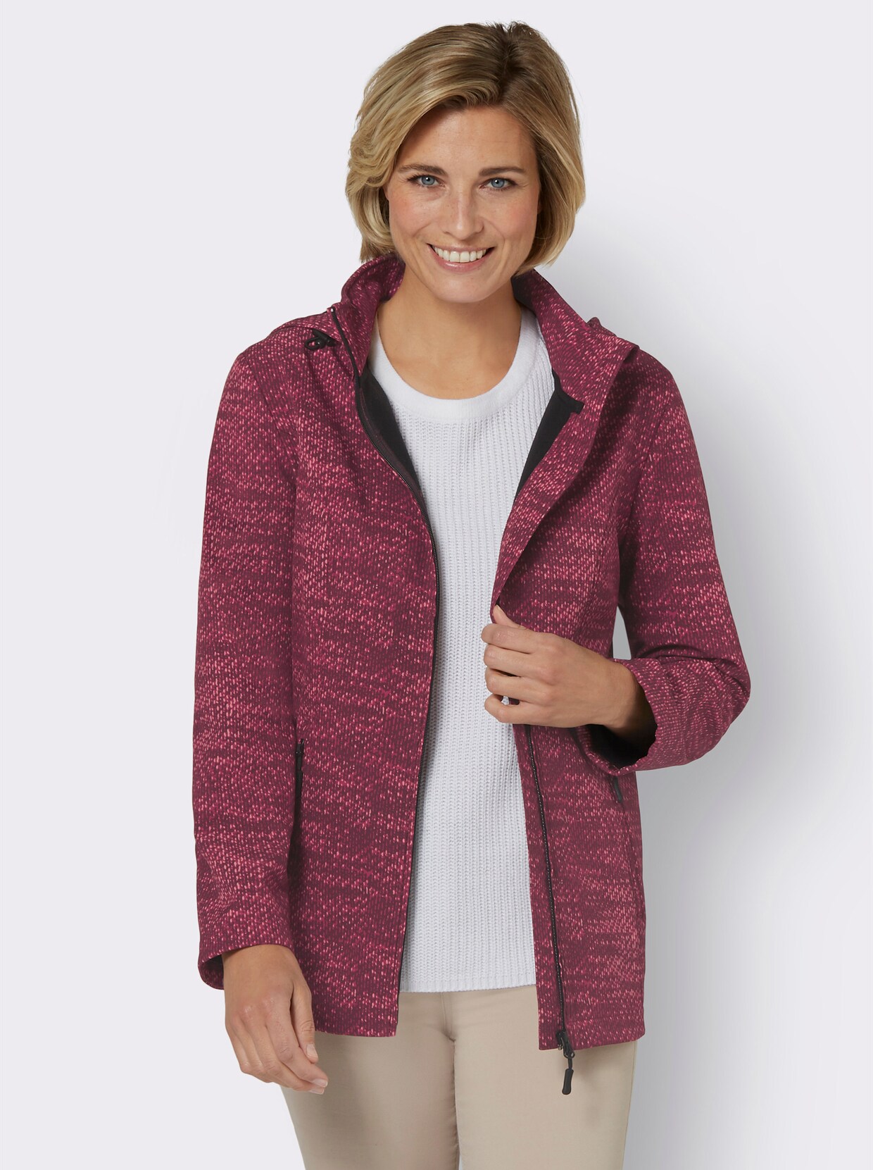 Softshell-jack - bordeaux bedrukt