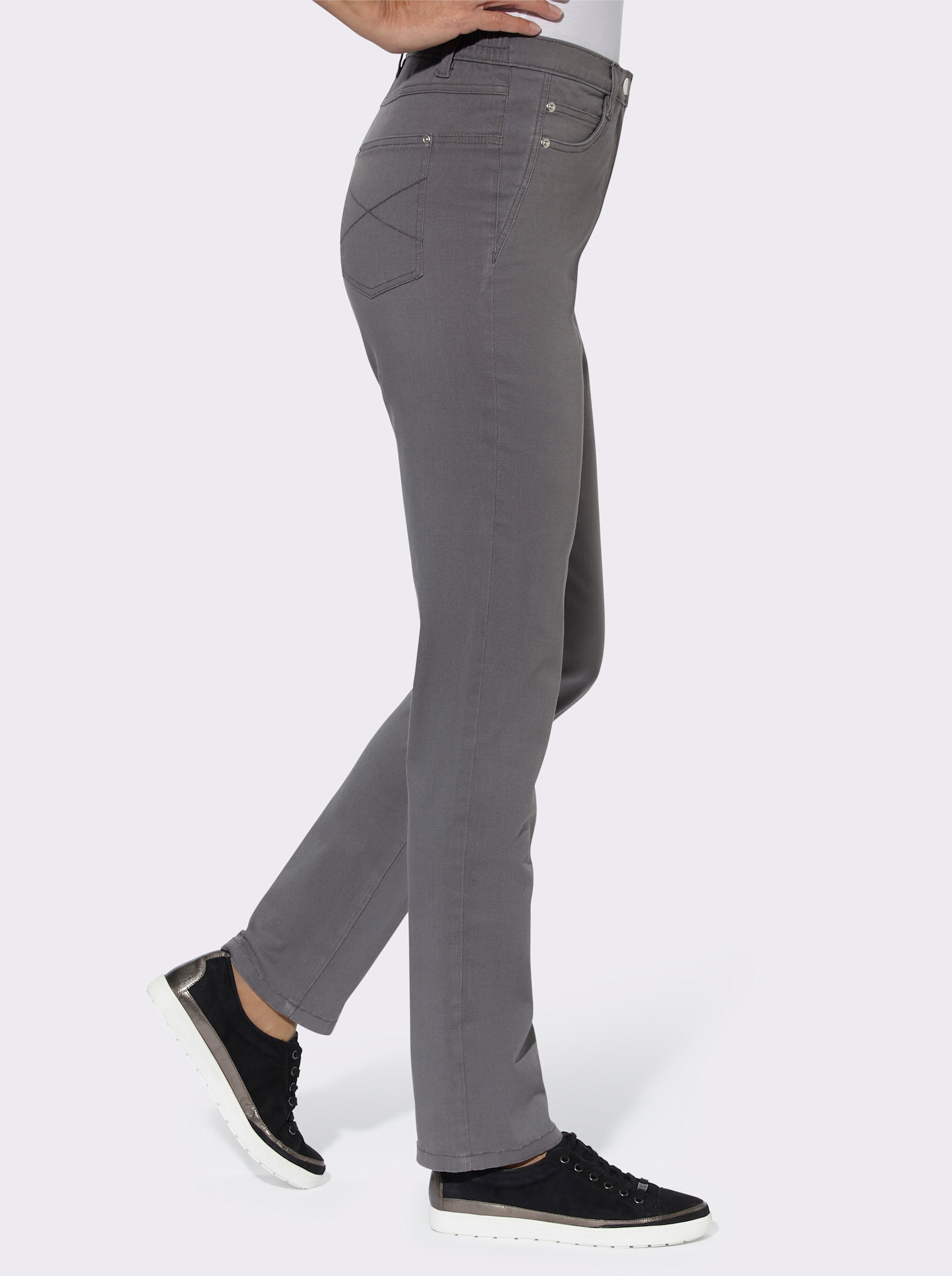 5-pocketjeans met comfortband opzij - antraciet