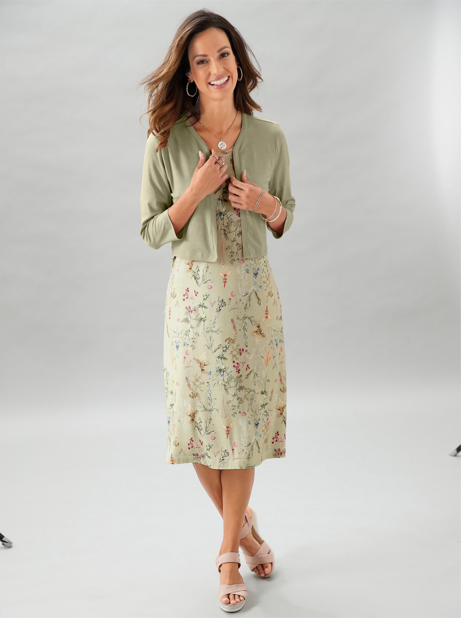 Úpletový kabátik z viskózy - pistáciová