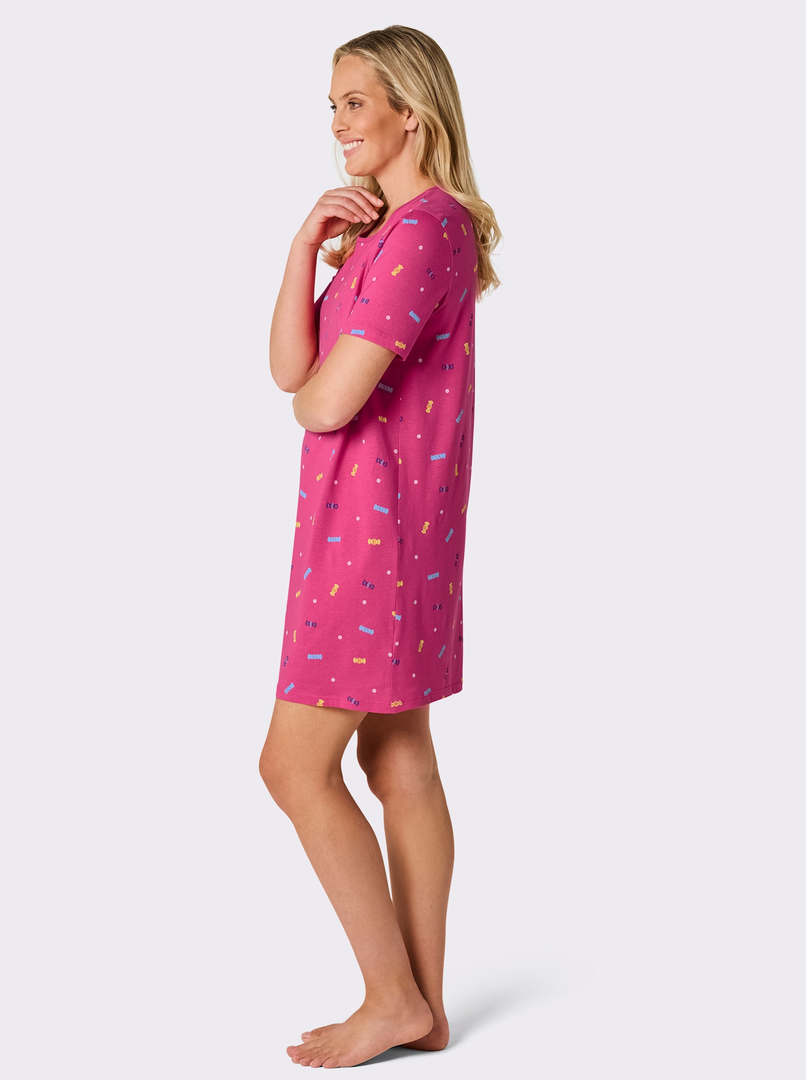 wäschepur Sleepshirts - marine-bedruckt + fuchsia-bedruckt