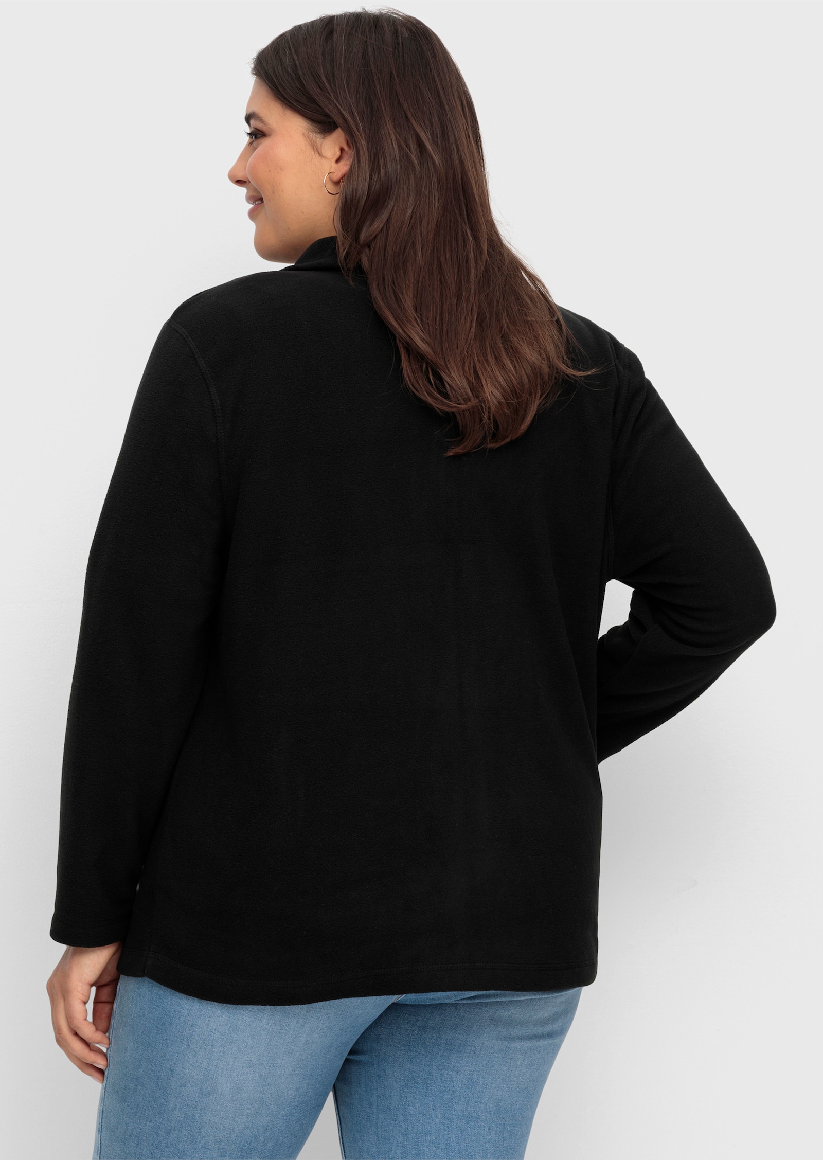 Fleecejacke mit zwei Taschen - schwarz