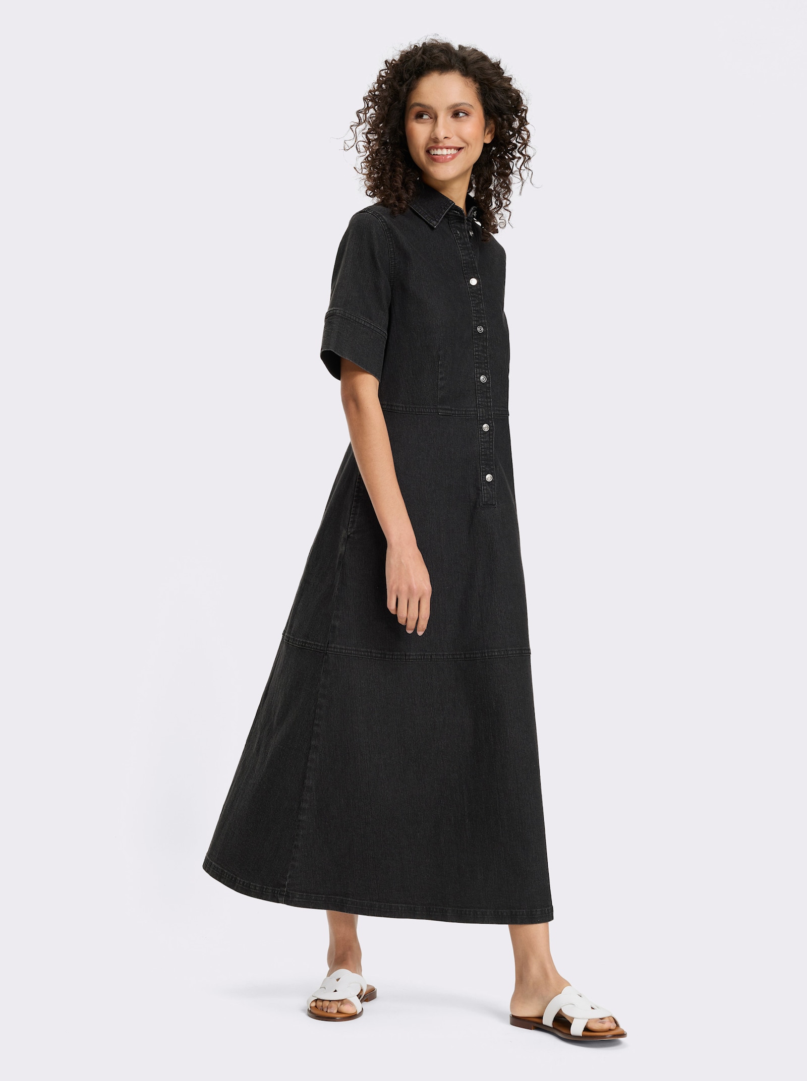 heine Jeanskleid mit Knopfleiste - black denim