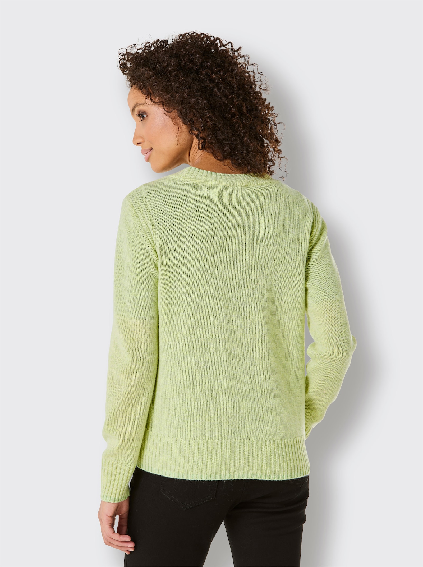 CREATION L PREMIUM Strickjacke mit Logo-Knöpfen - pistazie-meliert