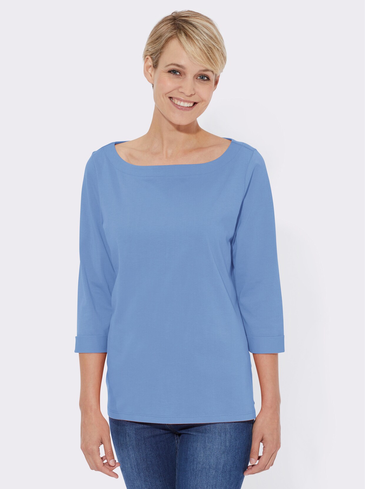 Shirt met 3/4-mouw - hemelsblauw