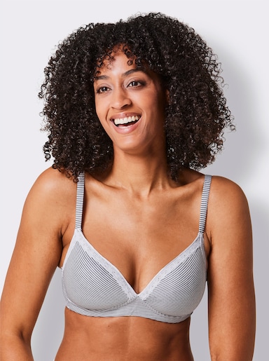 Komfort-BH ohne Bügel - weiß-rauchblau-gestreift