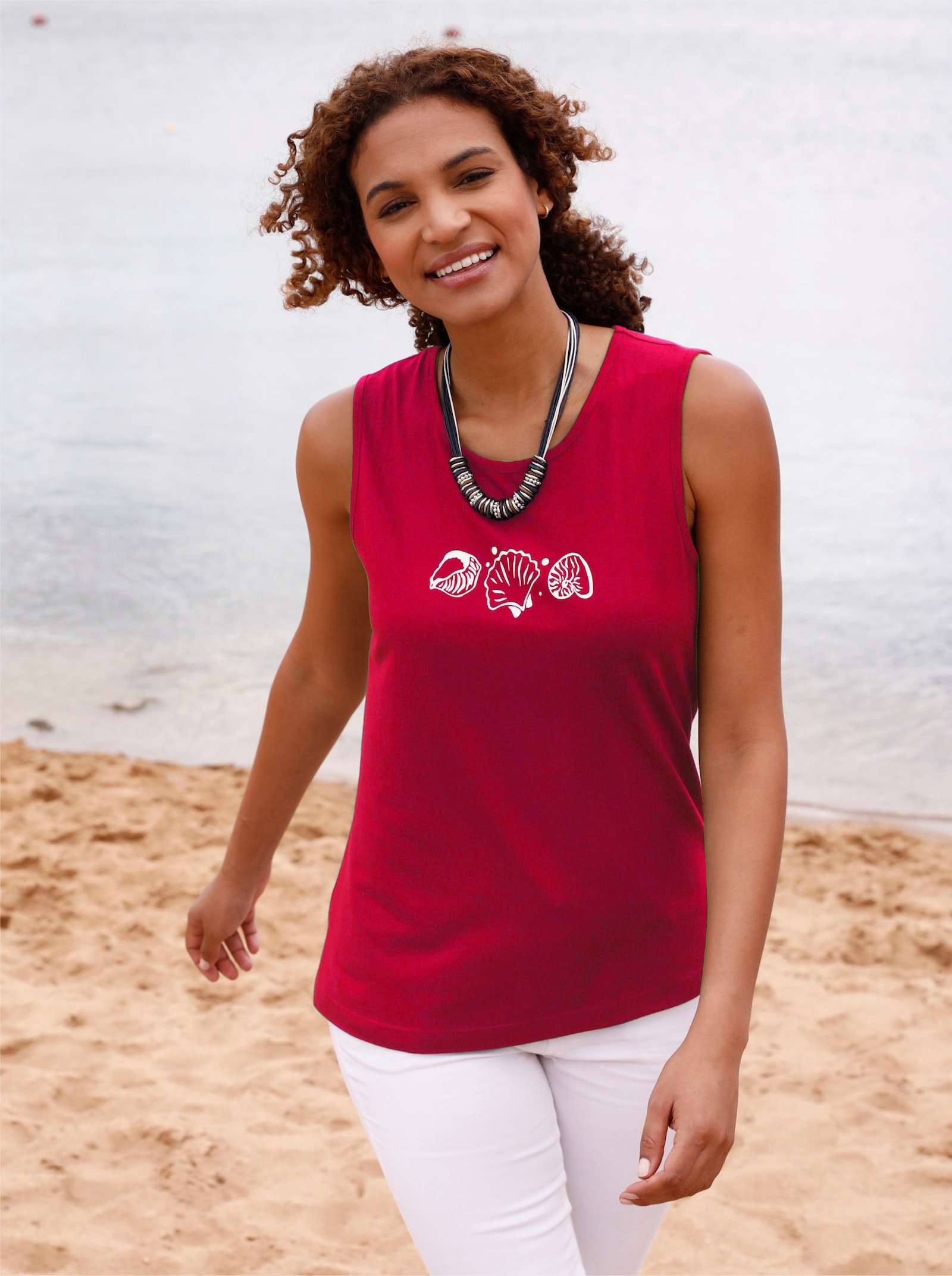 Shirttop met zijsplitten - rood