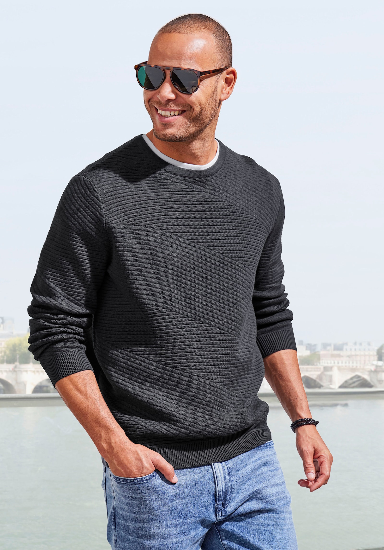 John Devin Strickpullover - anthrazit