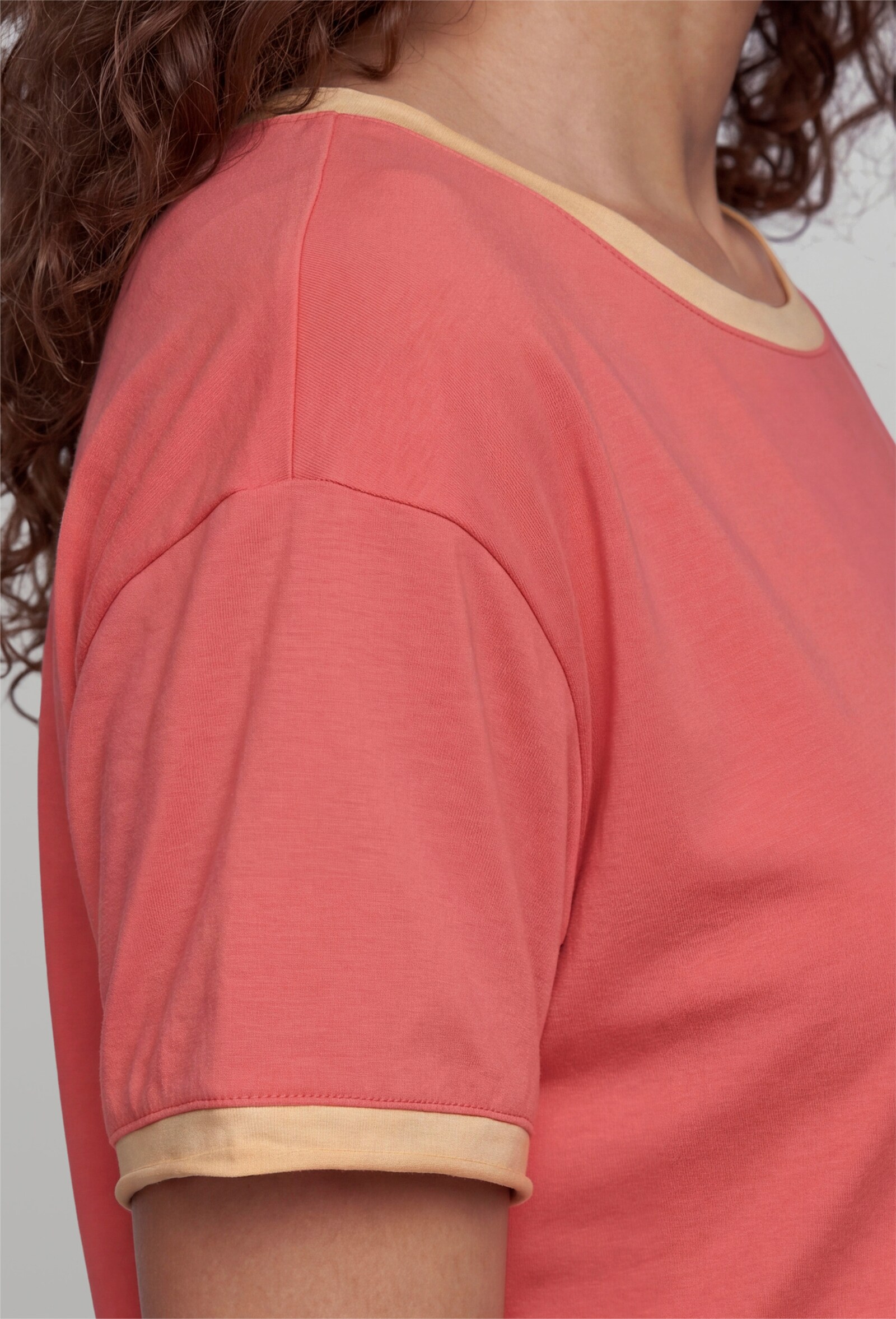 heine Kurzarmshirt mit Rollkanten - koralle-apricot