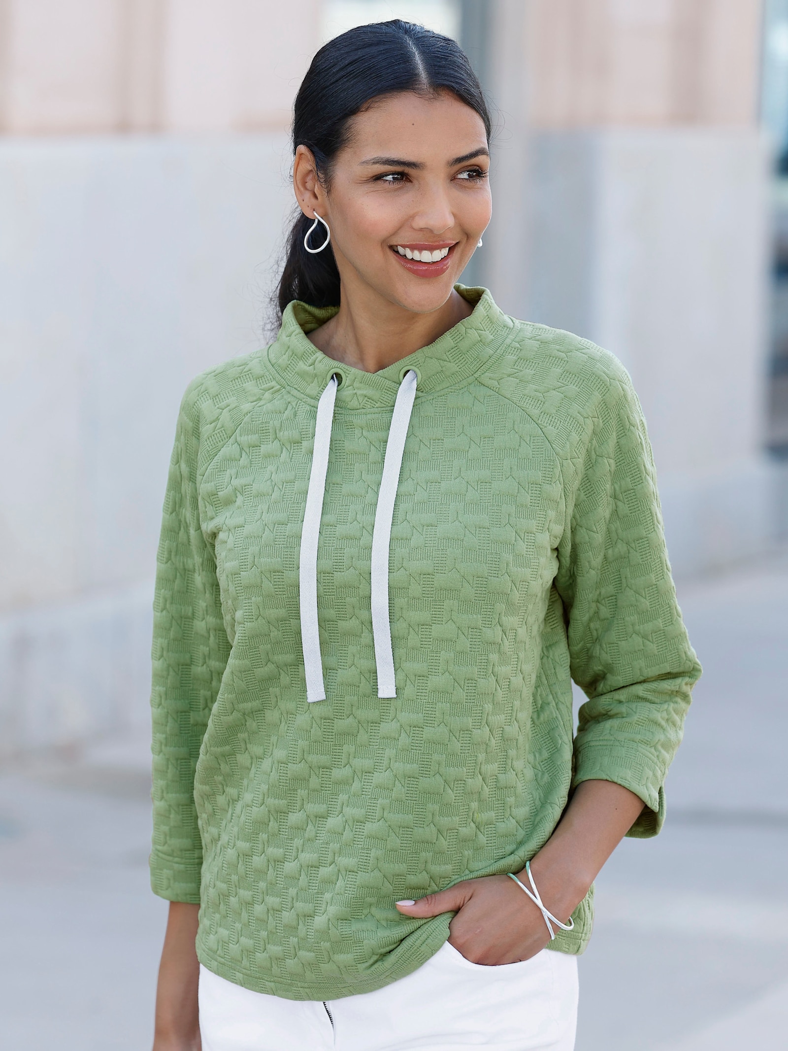 Sweatshirt mit Jacquard-Struktur - apfel