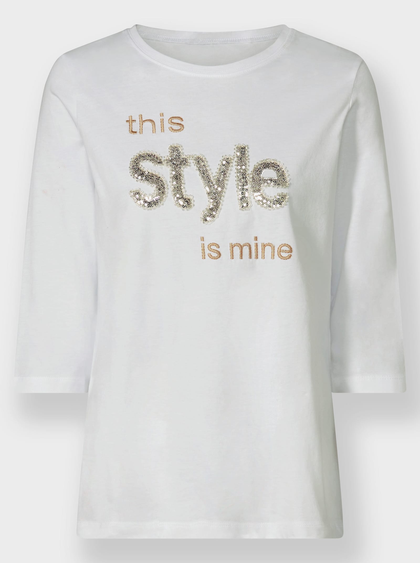 heine 3/4-Arm-Shirt mit Stickerei - weiss