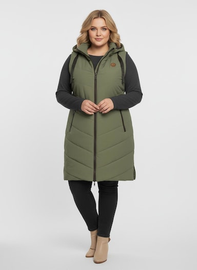 Longweste mit V-Steppung - khaki