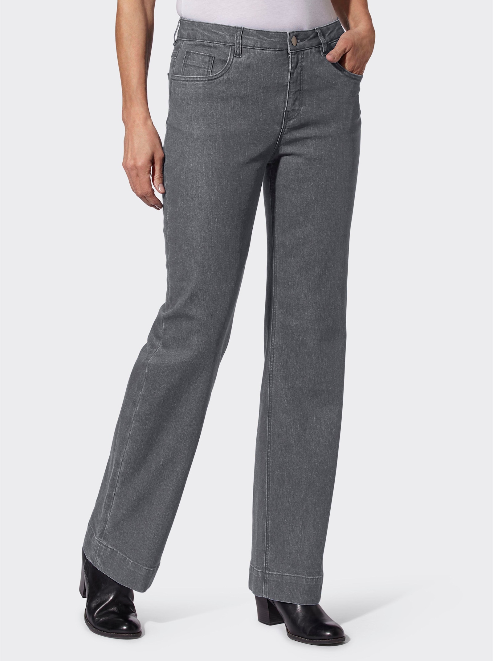 Jean avec jambes larges - gris pierre-gris-denim