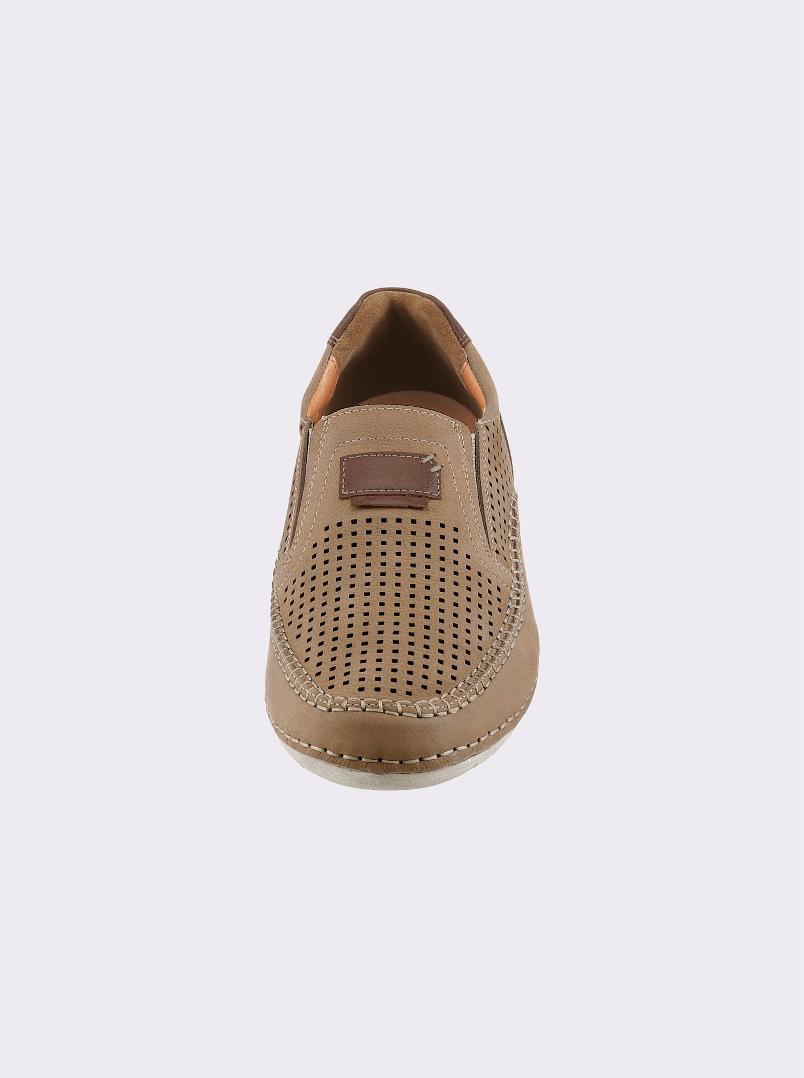 Naturläufer Slipper aus Nubukleder, mit Perforation - sand